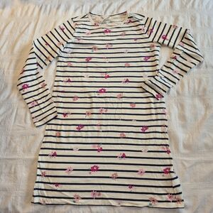 Crewcuts girls size 14 long sleeve floral striped dress front pockets NWT